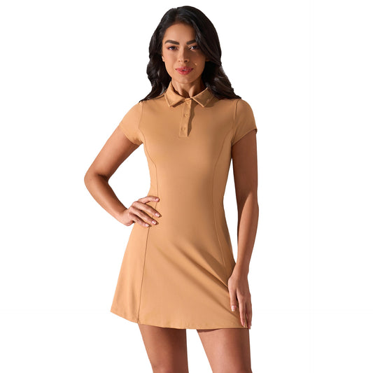 Summer Polo Collar Short Sleeve Sports Dress Women
