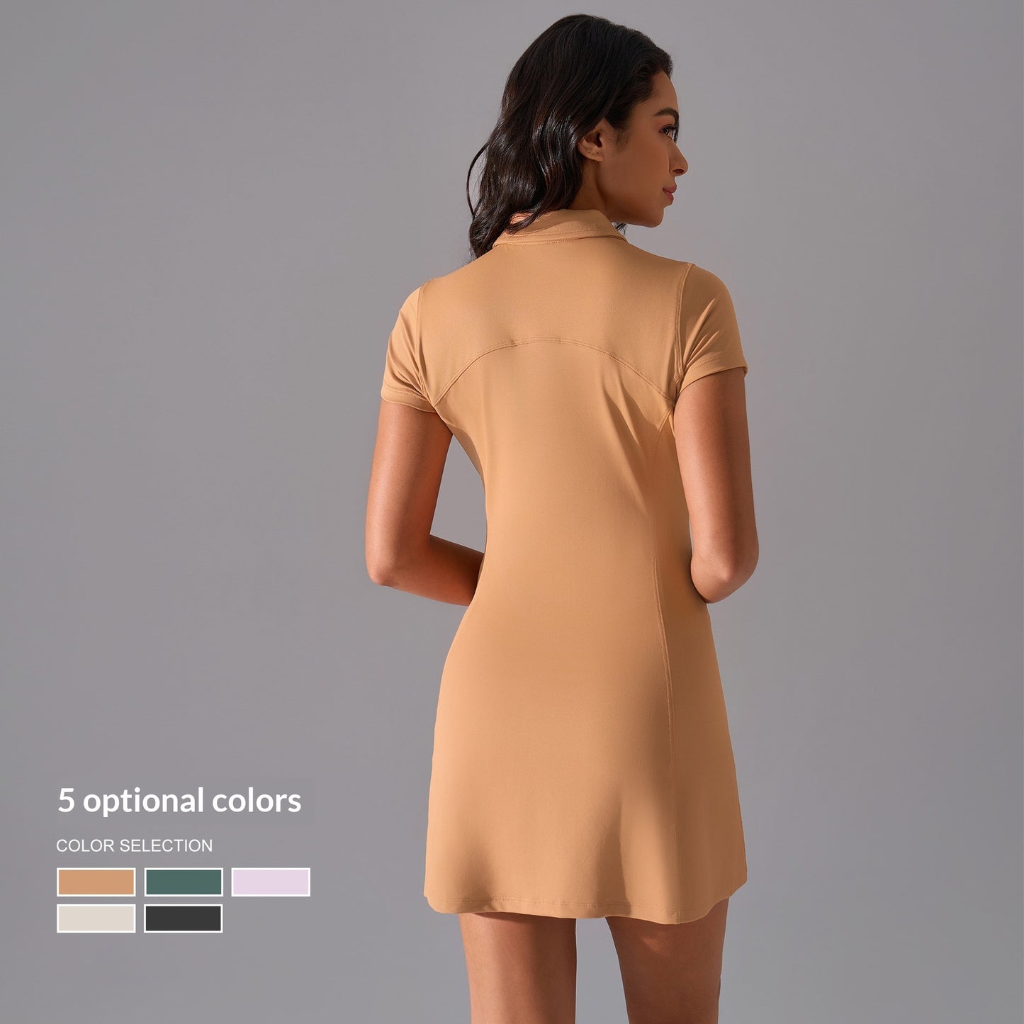 Summer Polo Collar Short Sleeve Sports Dress Women
